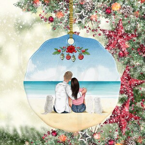 Personalisierte Paare Ornament | Pawsome Christmas Andenken | Jakobsmuschel aus Porzellan | Fell Familie Geschenk | Freundin Geschenk | Familienurlaub Geschenk