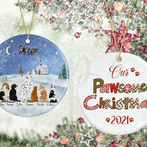 Personalisiertes Haustier Ornament | Pawsome Weihnachten | Haustier Urlaub Baum Geschenk | Porzellan Strumpffüller | Haustier familie andenken | Fell Familie Geschenk