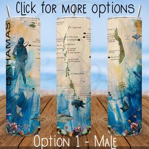 Scuba Diving Skinny Becher | Tiefblauer Ozeanfisch | Tiefseetauchen auf den Bahamas | Karte von Bahamas | Vatertag | Tauchpartner |Hai Seerochen