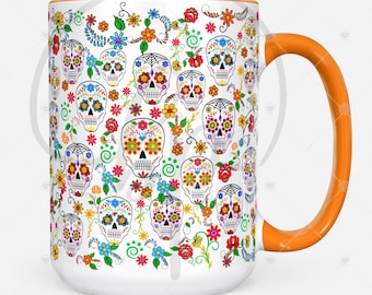 Ceramic Coffee Mug | Sugar Skull Mugs | Spooky | Dia De Los Muertos | Day of The Dead | Halloween Mug | Anytime Gift