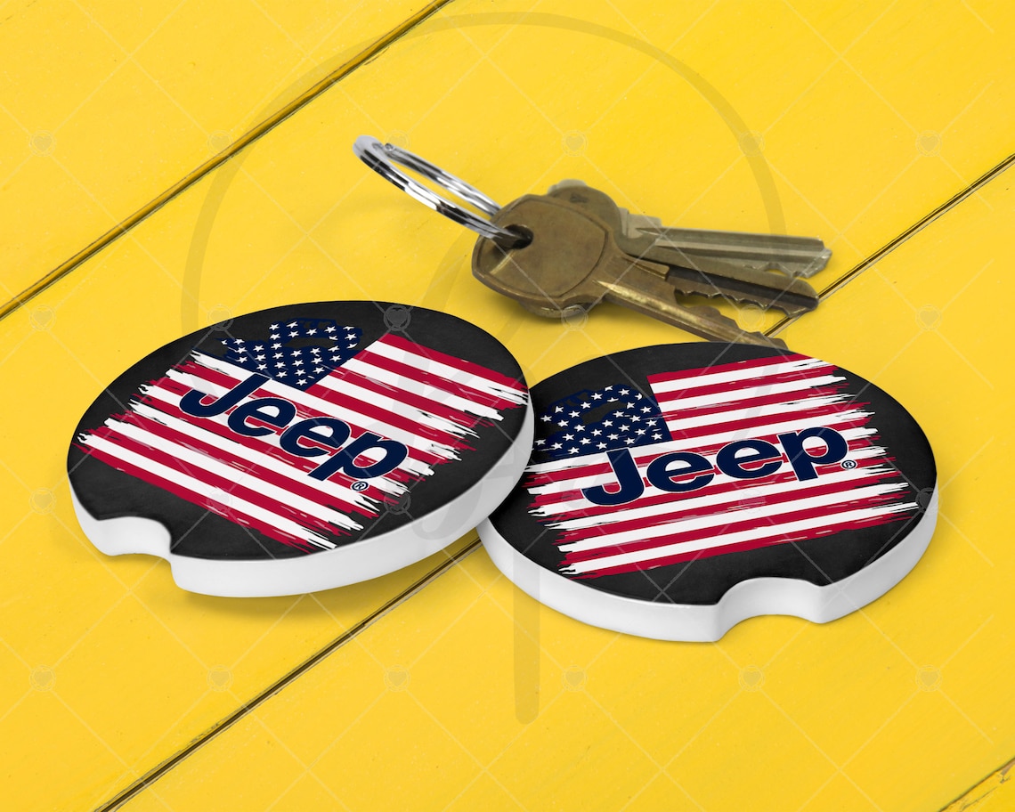 Sandstone Car Coaster Set of 2 Jeep Girls American USA Etsy