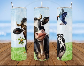 Skinny Tumbler | Funny Cow 1 | Stainless Steel Insulated Tumbler | Cute Dairy Cow | Best Friend Gift | Co Worker Gift | Barn Friend Gift