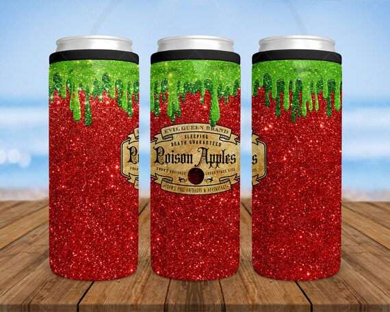 Poison Apples 12oz Skinny Can Cooler Retro Halloween Insulated Seltzer  Holder Vintage Style Label Magical Salem Evil Queen Witch