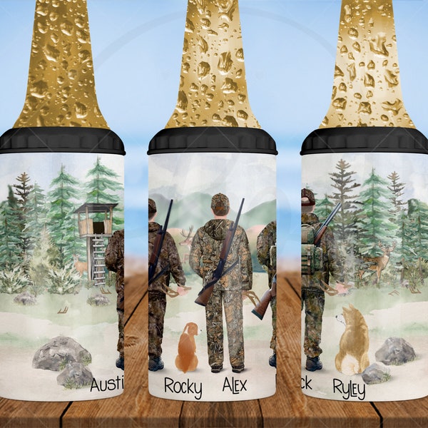 Personalized Family Hunting Drinkware | Deer Hunting Family In Camo | Deer Blind | Deer Camp | Father's Day | Son Birthday | Brother Gift