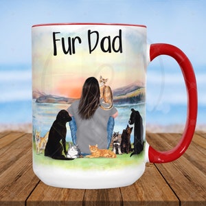 Personalized Fur Dad Drinkware | Dog Dad Cat Dad | Custom Pet Parent Gift | Dog Portrait | Gift For Husband | Boyfriend | Father's Day Mug