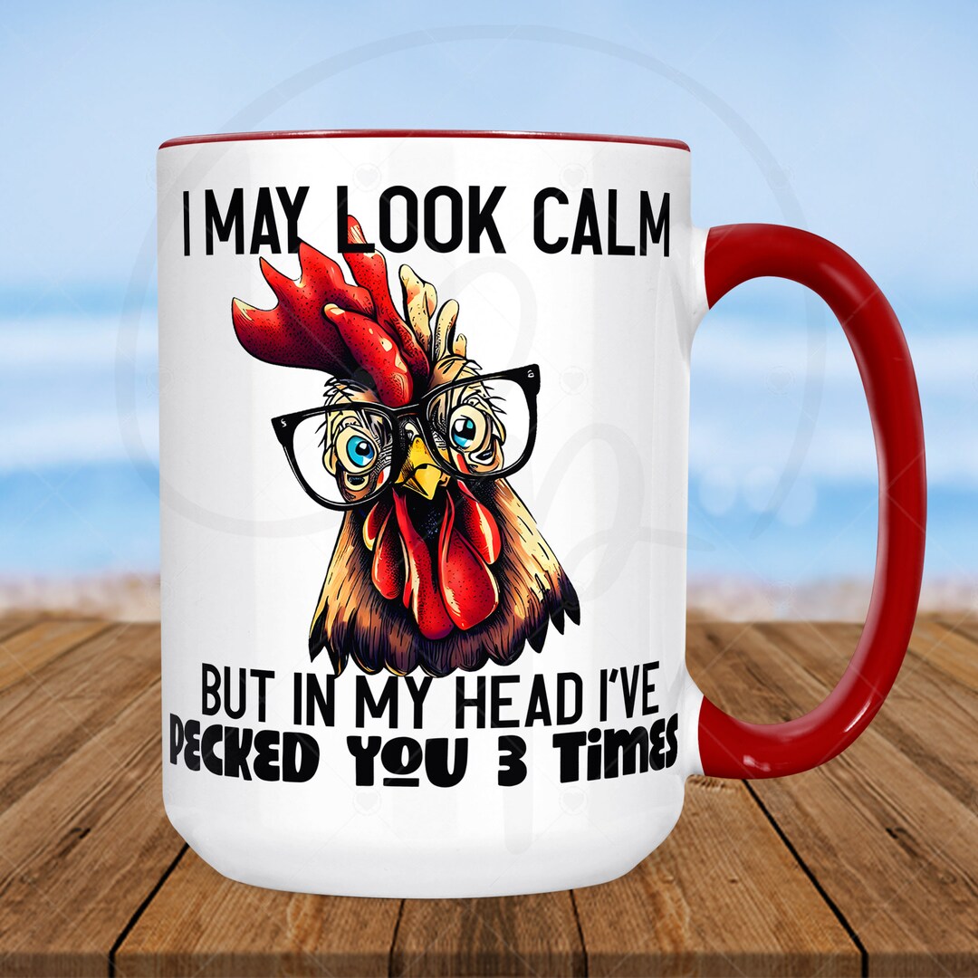 Ceramic Coffee Cat Mug I've Pecked You 3 Times Funny Rooster Quote Cute ...