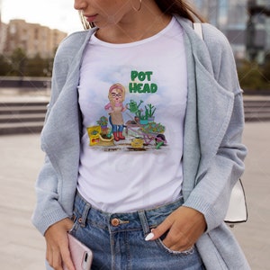 Comfort T-Shirt Personalized Chibi Gardening Pot Head | Gardening Shirt | Soft Funny Tee | Graphic Tee | Graphic Shirt | Plant Mom Gift