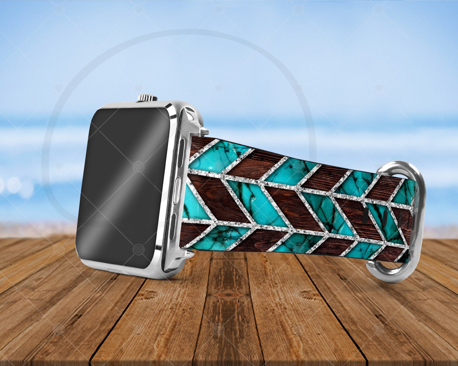 Watch Bands Smart Watch Faux Turquoise and Wood Apple Etsy UK