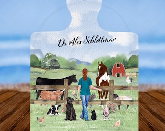 Personalisierte Tier Frau Tierarzt Untersetzer | Geschenk für Tierärzte | Pferd Kuh Tierarzt | Veterinärtechnik | Vet Graduierung Geschenk