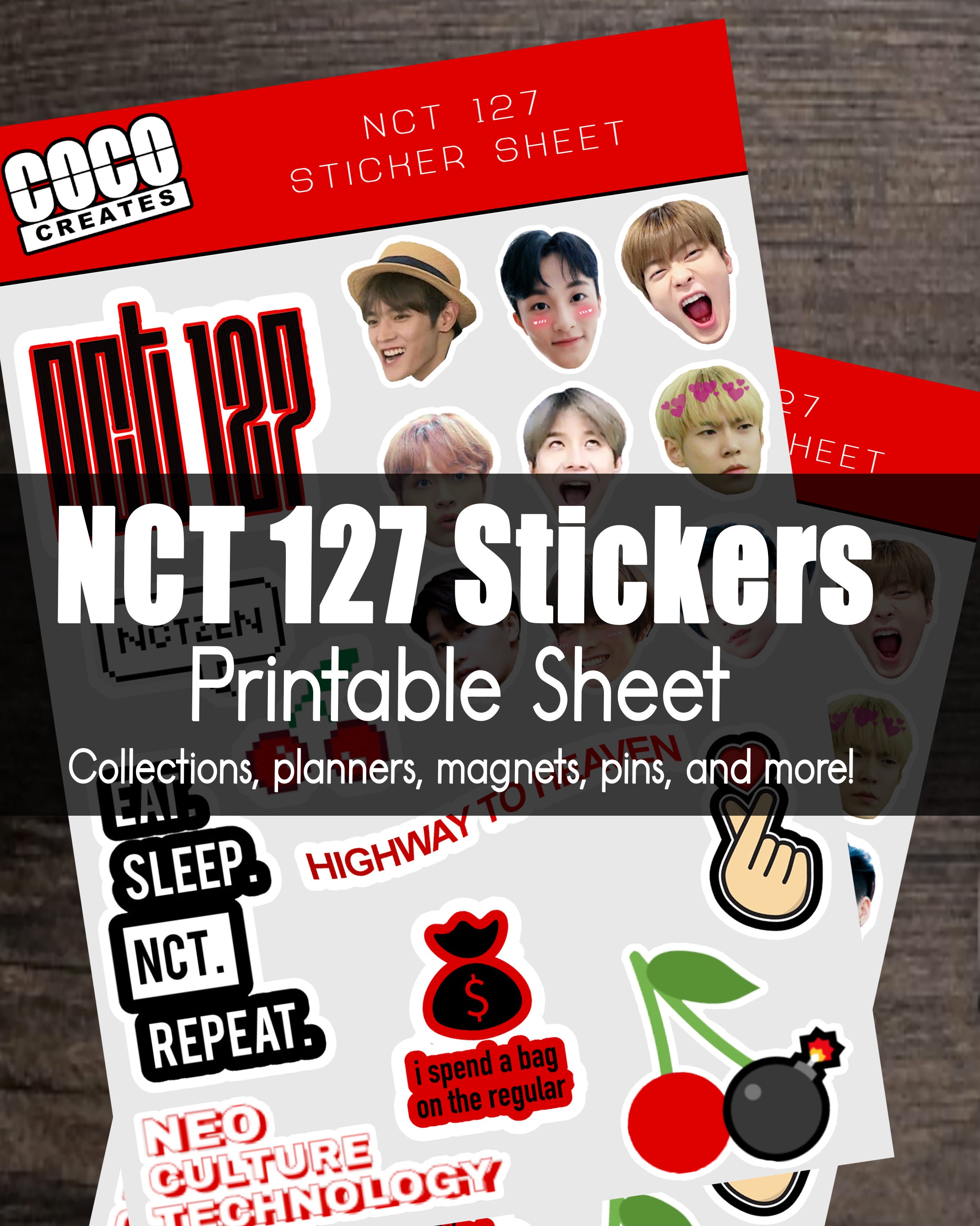 nct 127 sticker printable download etsy