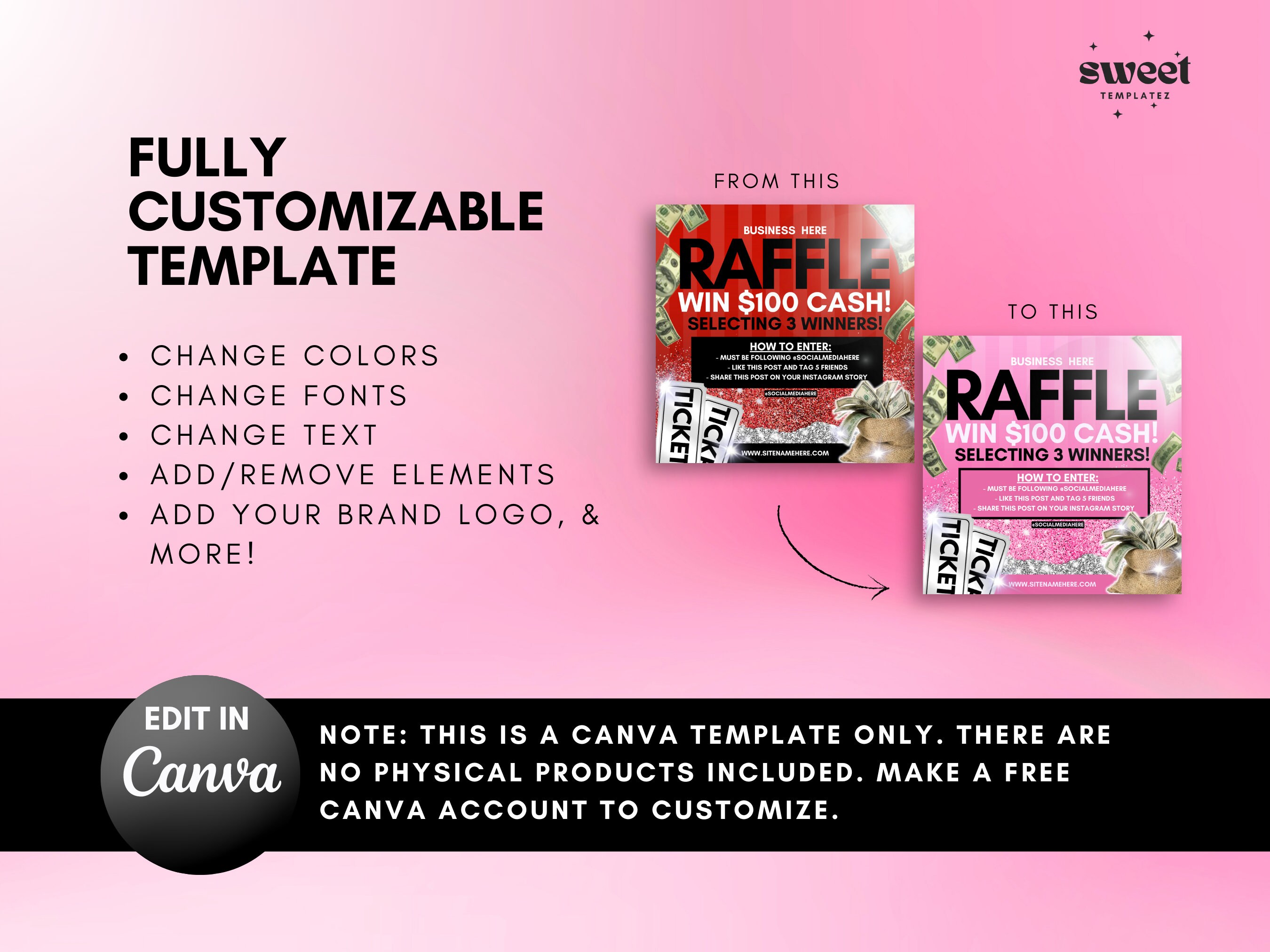 Tech Design Raffle Raffle Flyer Template | DIY Business Branding Giveaway Ticket Contest ...
