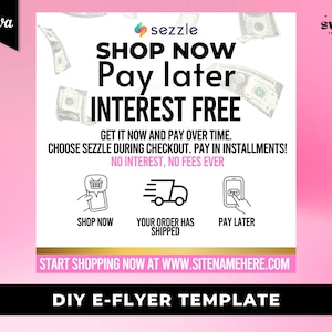 SHOP PAY TEMPLATE, canva templates, shop pay payment post, social media posts, shop pay flyer, shop now pay later