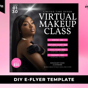 Makeup Course Flyer, DIY Flyer Template Design, Makeup Class Flyer, Makeup Masterclass Flyer, Makeup Training Flyer, Social Media Flyer