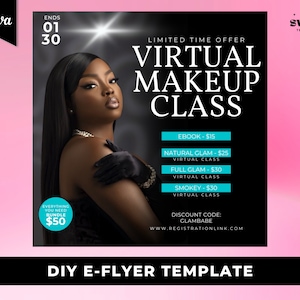 Makeup Course Flyer, DIY Flyer Template Design, Makeup Class Flyer, Makeup Masterclass Flyer, Makeup Training Flyer, Social Media Flyer