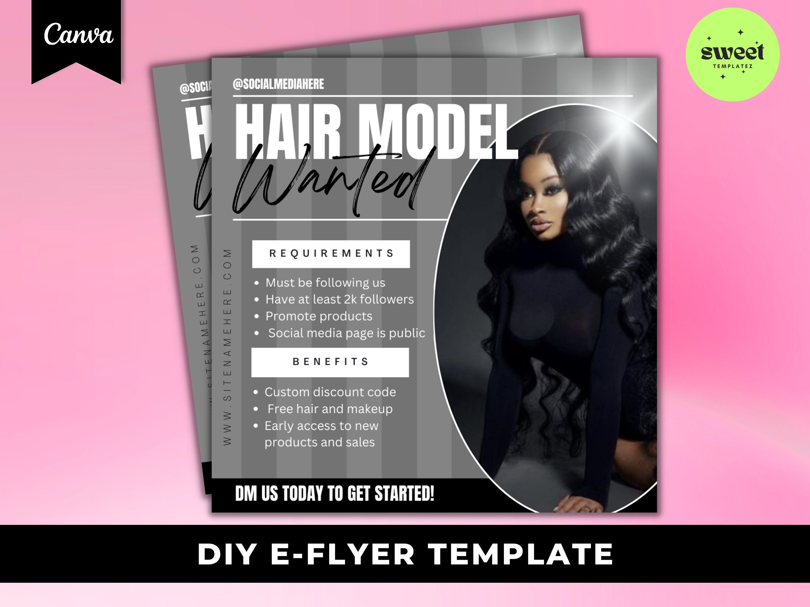 Hair Makeup Model Wanted Flyer, Wanted Brand Influencer, Brand