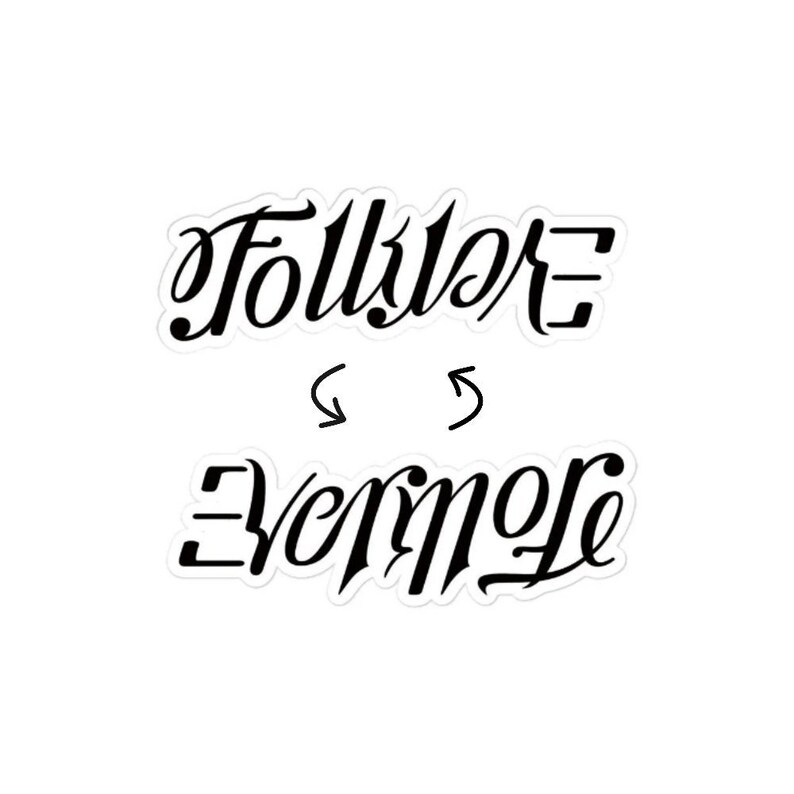 Folklore / Evermore Ambigram Stickers Black Bubble-free image 1