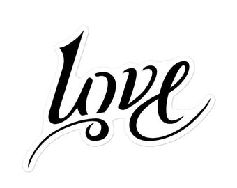 Love / Pain Ambigram Stickers - Black - Bubble-free