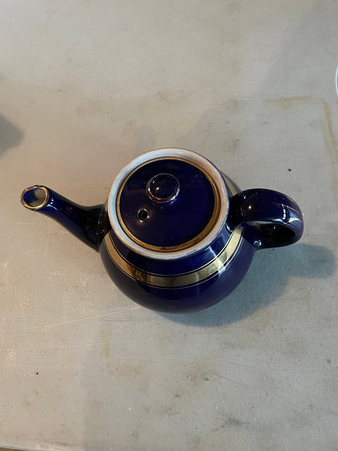Vintage Hall Cobalt Blue & Gold Teapot 6 Cup Etsy