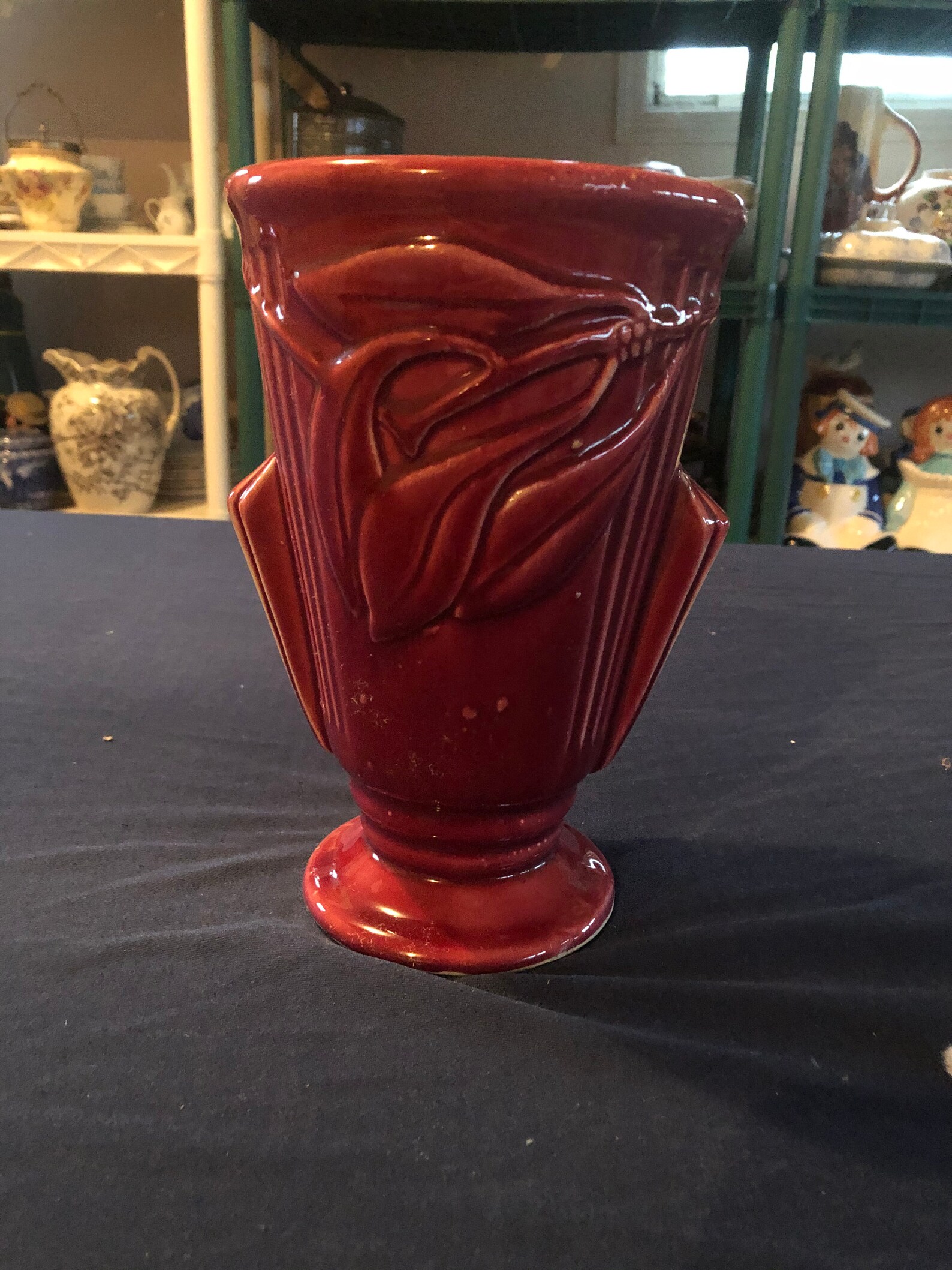 Vintage Burgundy Pottery Vase USA Brush McCoy Etsy