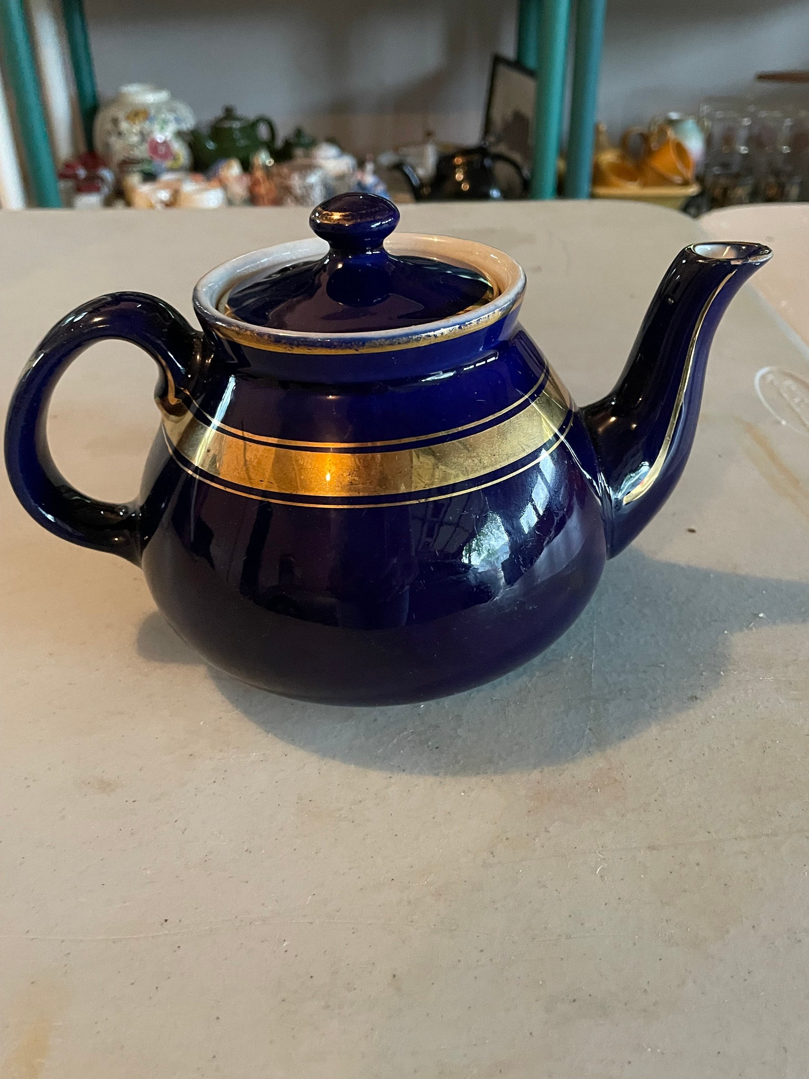 Vintage Hall Cobalt Blue & Gold Teapot 6 Cup Etsy