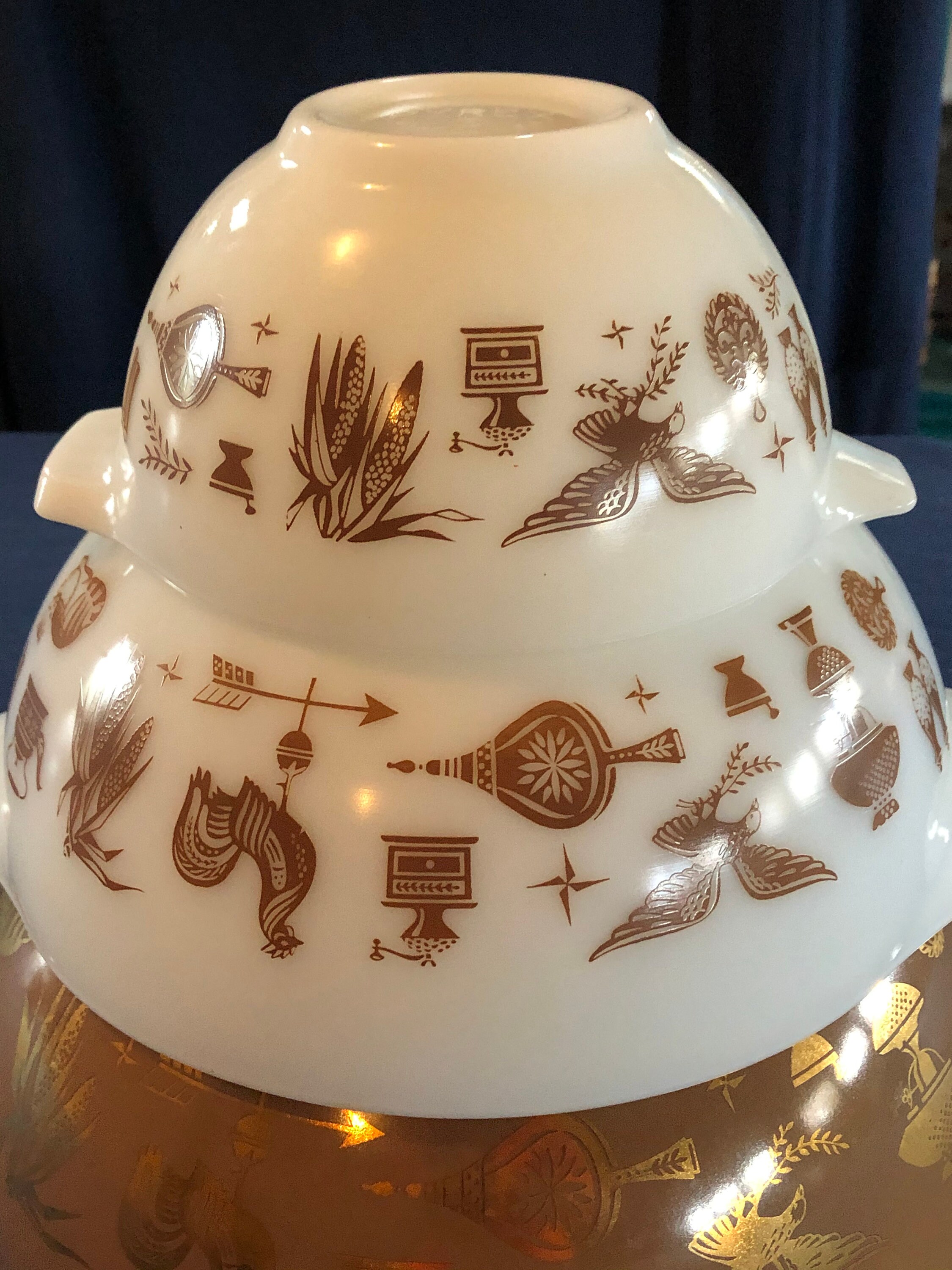 Pyrex Early American Cinderella Bowls 3 Piece Set Brown/ White Etsy