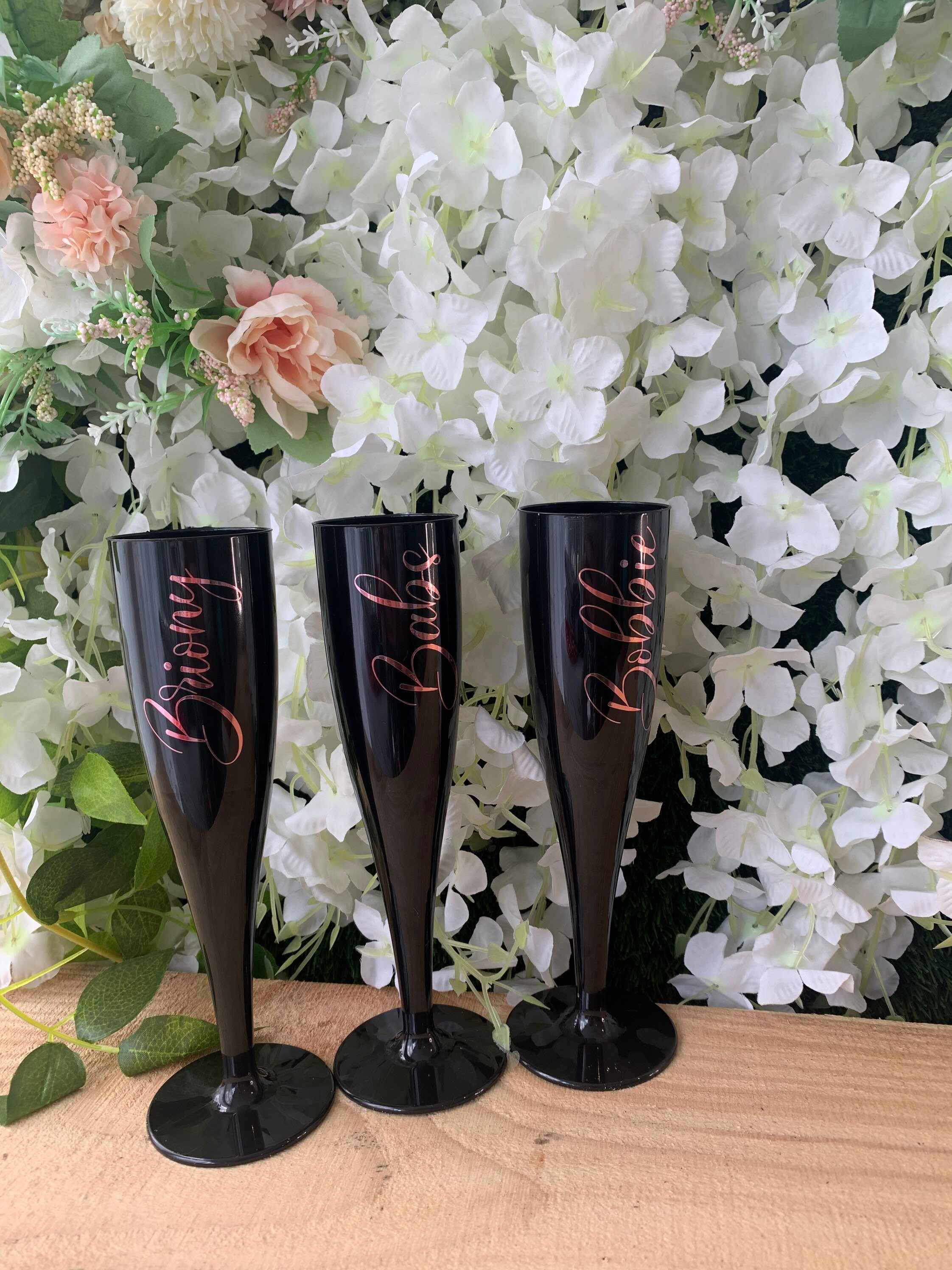 Personalised Black Champagne flutes Etsy