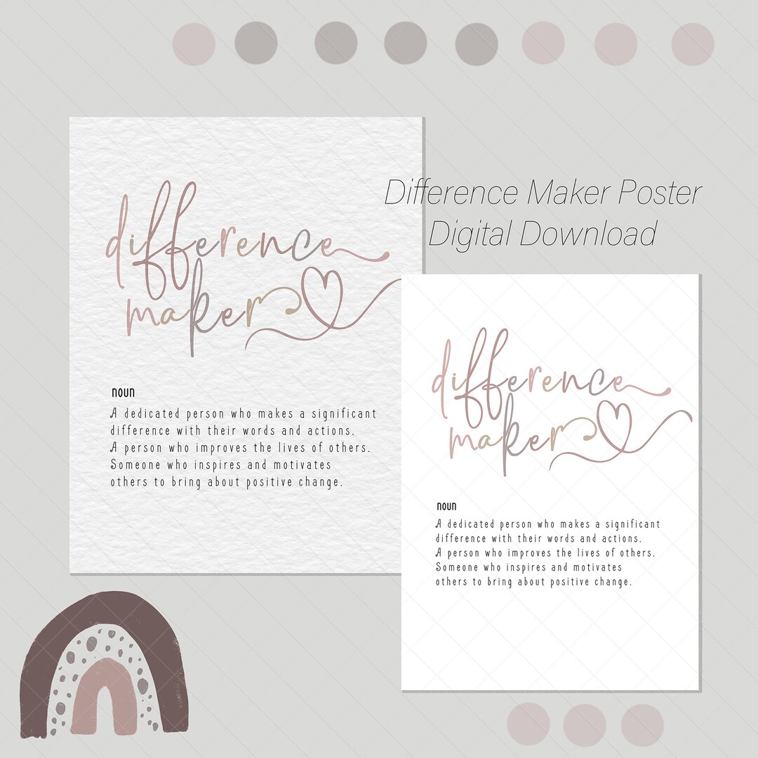 Difference Maker Poster, Definition Poster, Teacher Gift, Printable ...