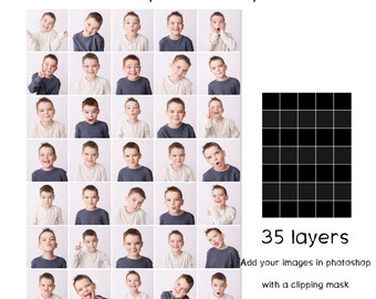 Photoshop Grid Template. photo collage, squares