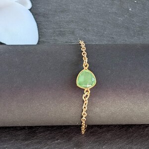 Green Chalcedony Bracelet, Gold Bracelet, Delicate Bracelet,Layering Bracelet,Stacking Bracelet,Simple Bracelet, Gemstone