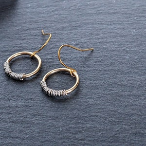 Mixed Metal Earrings, Modern Two Tone Earrings, Everyday Hoop Earrings