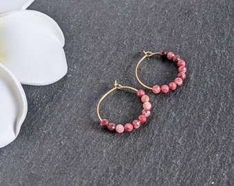 Pink Tourmaline Hoop Earrings