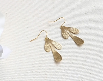Brass Leaf Earrings: Modern Botanical Dangles