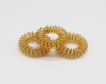 3x Acupressure Rings Gold Anti Stress Skills Massage Set of Three