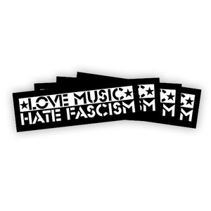 Pegatina "Amo la música y odio el fascismo"