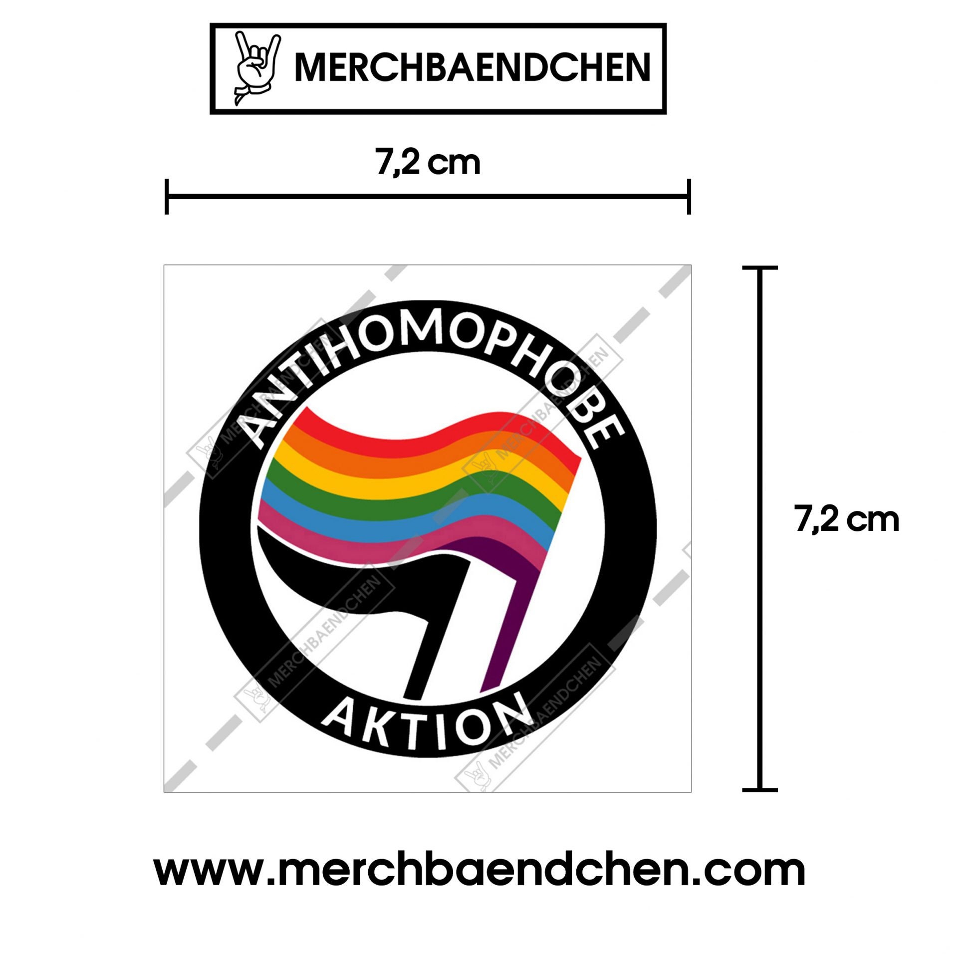 Spreadshirt Antifaschistischer LGBTQ+ Protest Sticker – 10x10 Cm, Mattweiß, Vinyl