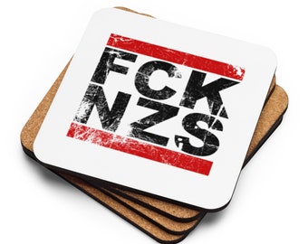 FCK NZS cork coasters