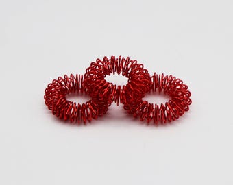 3x Acupressure Rings Red Anti Stress Skills Massage Set of Three