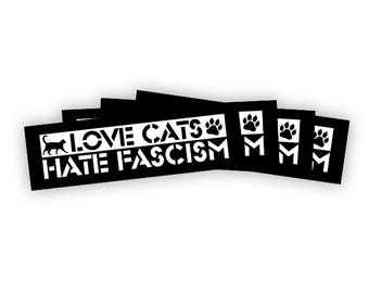 Love cats hate fascism sticker