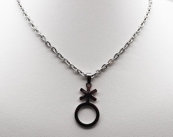 Collier non binaire (argent) avec pendentif symbole de genre ou pendentif individuellement