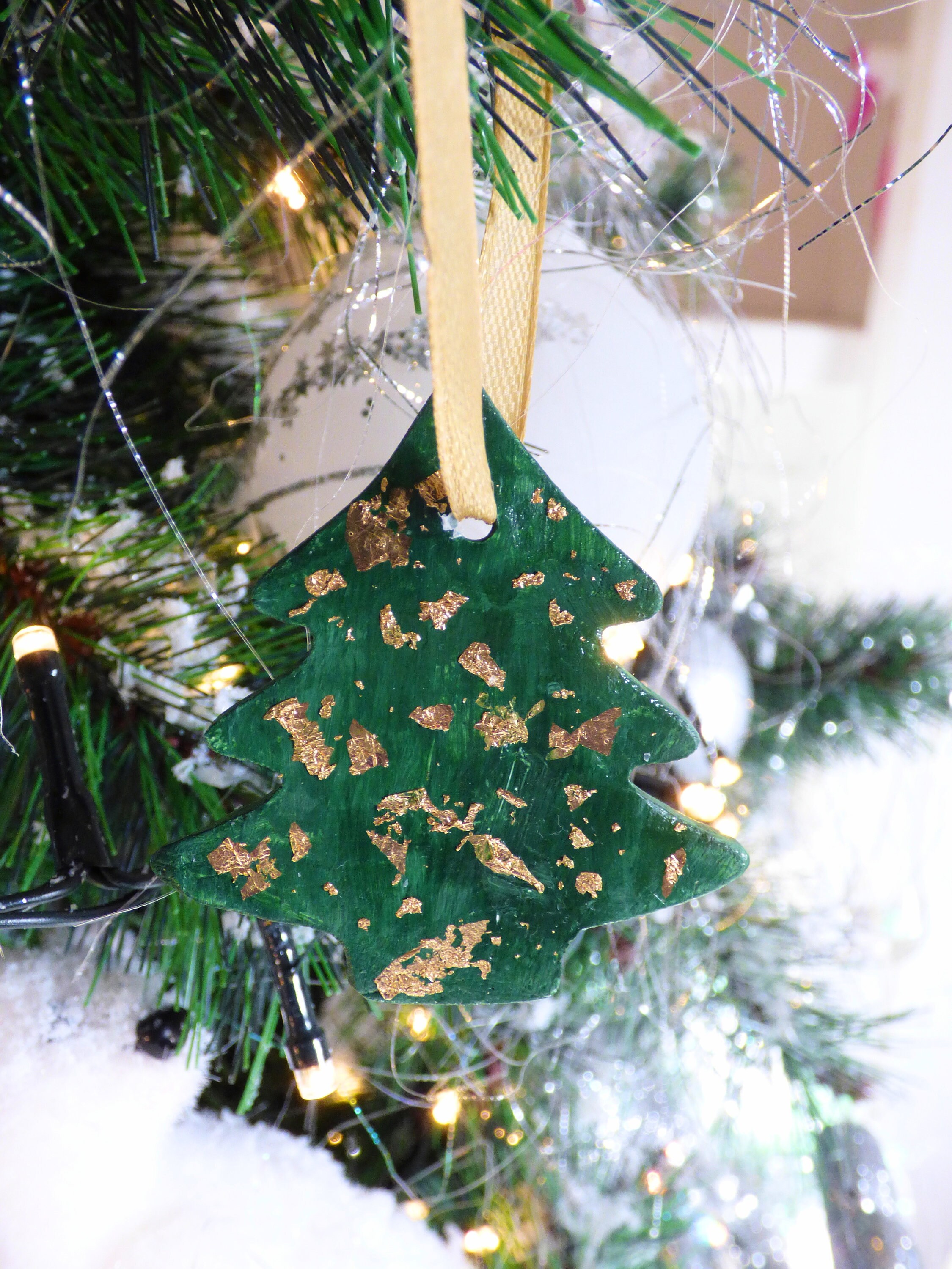 Ornement de Noël Sapin - Feuille d'or, Noël, Décoration Intérieur, Christmas