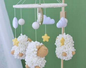 Nursery mobile Sheep, Baby Crib Mobile, Hanging mobile, Baby Shower's Gift