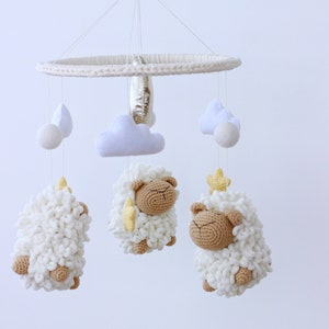 Nursery mobile Sheep, Woodland mobile, Hanging mobile