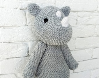 Crochet gray rhino, Jungle nursery, Safari nursery decor, Custom plush