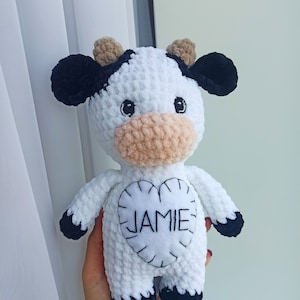 Gepersonaliseerd babycadeau koe, op maat gemaakte knuffel, koepluche, inrichting kinderkamer