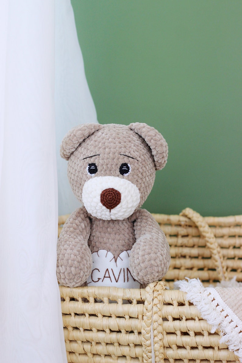 Personalized stuffed teddy bear, Custom plush, Crochet bear image 2