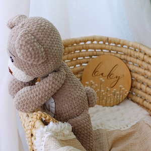 Personalized stuffed teddy bear, Custom plush, Crochet bear image 5