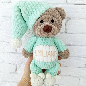 Crochet Teddy Bear: Personalized Stuffed Plush Baby Toy