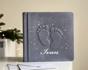 Personalisiertes Babyfotoalbum, Babybuch Junge, Babymemorybuch