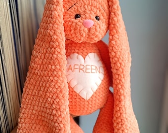 Personalized big stuffed bunny, Custom plush