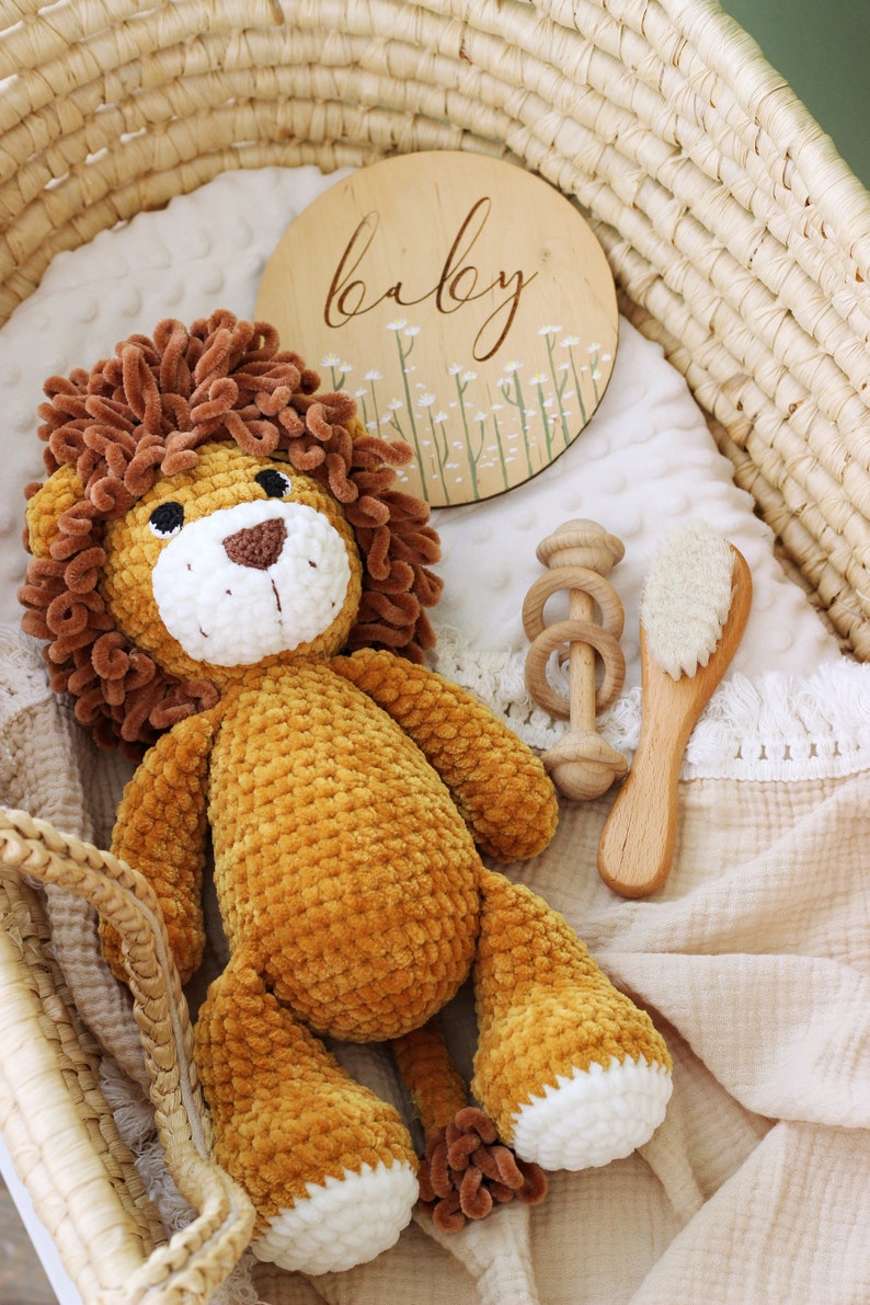 Personalized Leo, Stuffed lion baby shower, Baby lion, baby boy toys, baby shower gift image 3